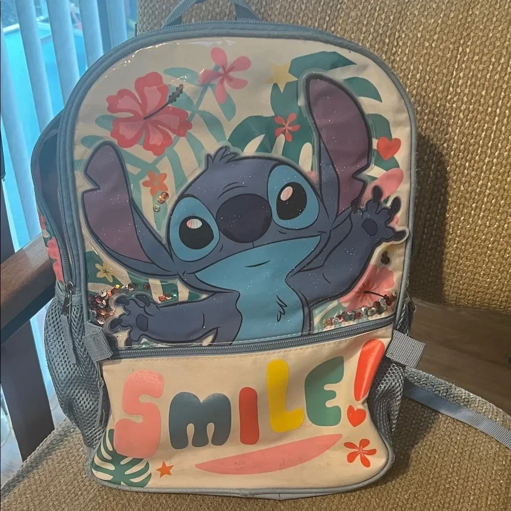 #1255** Disney Lilo / Stitch Blue & Multicolor Character Backpack